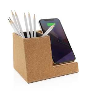Korkový stojánek na pera s bezdrátovou nabíječkou 5W  > hnědá