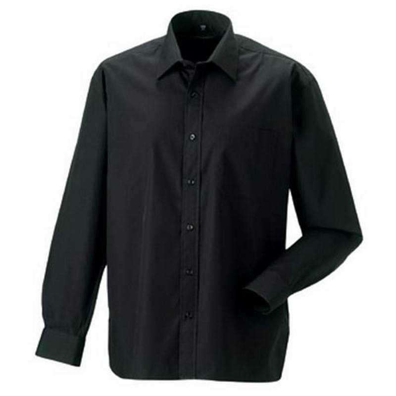 Pánská košile (Long Sleeve Pure Cotton Easy Care Poplin RUSSELL)>černá>S