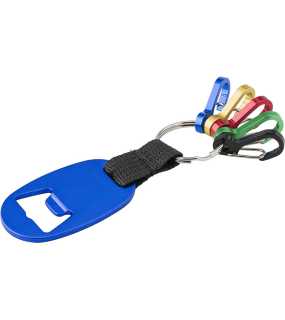 Klíčenka s otvírákem a karabinkami> stříbrná