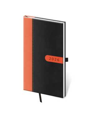 Diář (Bora 2026) - 8 x 15 cm > černá/oranžová > týdenní kapesní