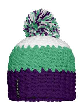 Zimní čepice (MB Crocheted cap with Pompon)>purpurová / zelená (lime) / bílá