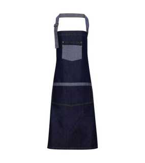 Zástěra (PREMIER "DOMAIN" CONTRAST DENIM BIB APRON)>modrá (indigo denim)