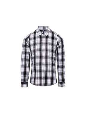 Dámská košile (PREMIER "GINMILL" CHECK -LADIES COTTON LONG SLEEVE SHIRT)>černá / bílá>2XL
