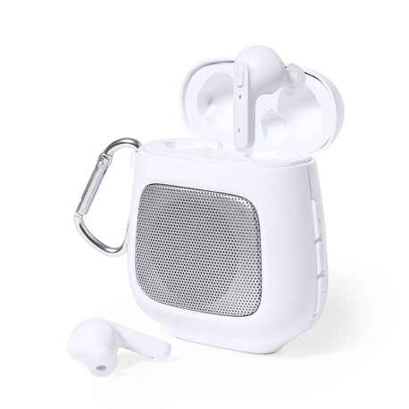 Bluetooth reproduktor se sluchátky > bílá