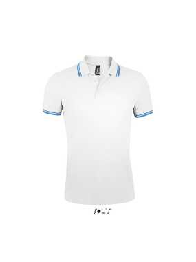 Pánská polokošile (Sols MEN POLO SHIRT)>bílá / modrá (aqua)>S