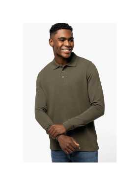 Pánská polokošile (Kariban Mens Long Sleeve Pique Polo Shirt)>hnědá (dark khaki)>L