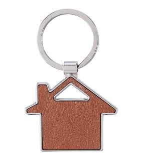 Klíčenka z recyklované kůže - domeček > hnědá