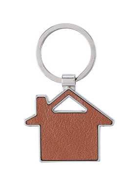 Klíčenka z recyklované kůže - domeček > hnědá