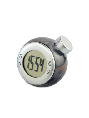 Stolní hodiny s LCD displejem> stříbrná (matt)