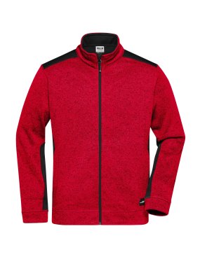 Pánská pracovní bunda(JN Mens Knitted Workwear Fleece Jacket)>červená(melange)/černá>4XL