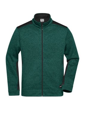 Pánská pracovní bunda(JN Mens Knitted Work Fleece Jacket)>zelená(dark melange)/černá>4XL