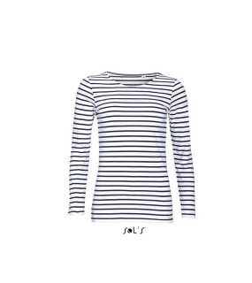 Dámské tričko(SOL’S MARINE WOMEN)>bílá / modrá (navy)>S