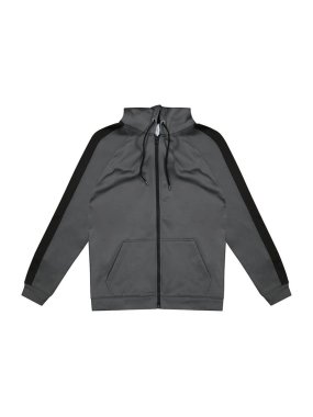 Unisex mikina (Just Hoods SPORTS POLYESTER ZOODIE) > šedá (steel) / černá (jet) > 3XL