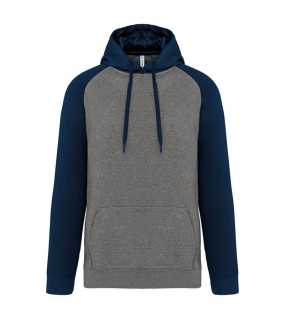 Unisex mikina(Proact ADULT TWO-TONE HOODED SWEATSHIRT)>šedá(heather)/modrá(sporty navy)>XS