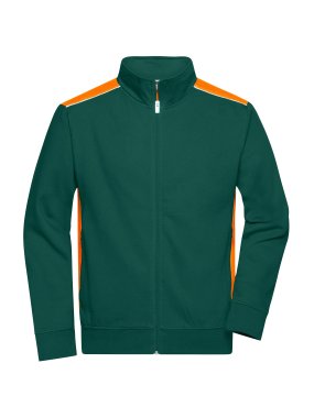 Pánská pracovní mikina(JN Mens Workwear Sweat Jacket-Level 2)>zelená (dark) / oranžová>4XL