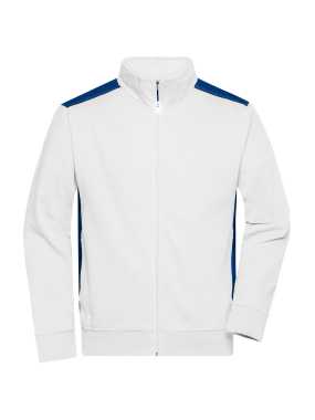 Pánská pracovní mikina(JN Mens Workwear Sweat Jacket-Level 2)>bílá / modrá (royal)>M