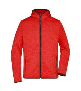 Pánská fleece bunda (JN Men's Knitted Fleece Hoody)>červená (melange) / černá>XL