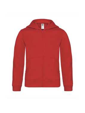 Dětská mikina (B&C HOODED FULL ZIP/KIDS)>červená>3/4