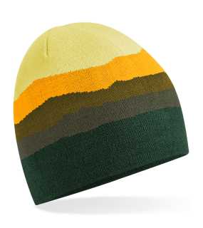 Unisex čepice (Beechfield Mountain Peaks Pull-On Beanie) > zelená/žlutá (alpine peaks)