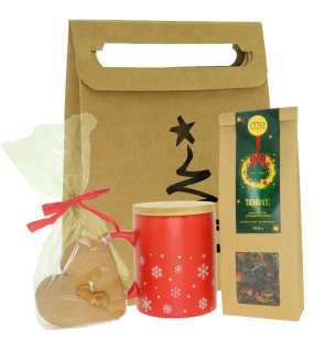 Vianočná darčeková taška Vianočný hrnček s čajom Tichá noc