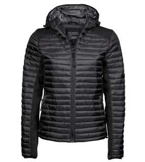 Dámská bunda (Tee Jays Womens Hooded Outdoor Crossover Jacket)>černá/černá (melange)>2XL