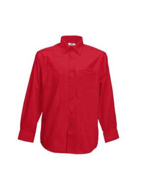 Pánská košile (FRUIT OF THE LOOM Long Sleeve Poplin Shirt )>červená>2XL