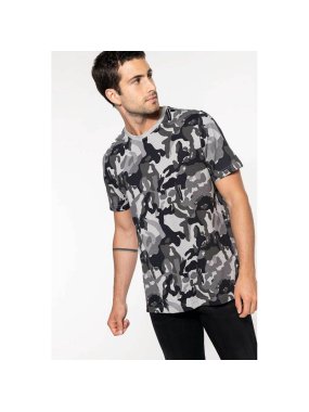 Pánské triko (KARIBAN MEN'S SHORT-SLEEVED CAMO T-SHIRT) > zelená (olive camouflage) > S