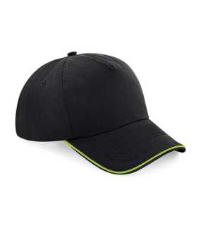 5 panelová unisex kšiltovka (BF Authentic 5 Panel Cap - Piped Peak) > černá/zelená (lime)