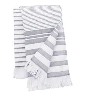 Ručník (Kariban STRIPED FRINGED FOUTA) > bílá (striped) / šedá (smoke)