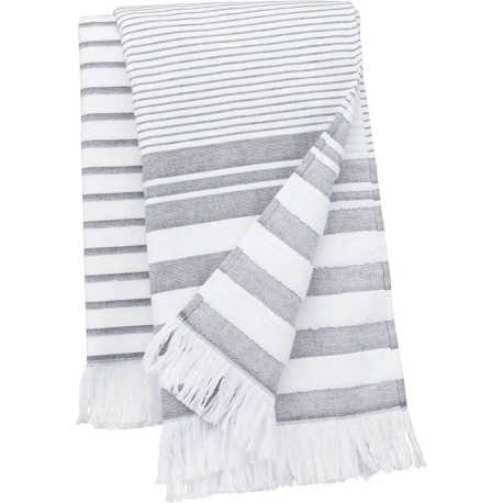 Ručník (Kariban STRIPED FRINGED FOUTA) > bílá (striped) / šedá (smoke)
