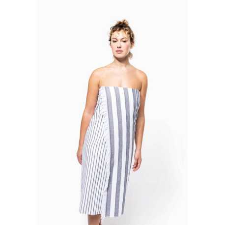 Ručník (Kariban STRIPED FRINGED FOUTA) > bílá (striped) / šedá (smoke)