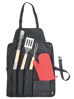 BBQ zástěra > černá/červená/stříbrná