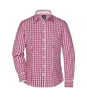 Dámská košile (JN Ladies' Checked Shirt)>červená (bordeaux) / bílá>S
