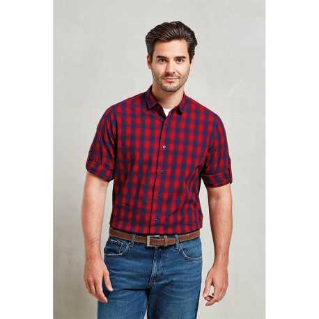 Pánská košile(PREMIER "Mulligan" CHECK - MENS COTTON SHIRT)>červená/modrá(navy)>L