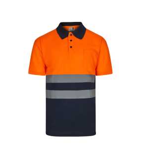 Pánská polokošile (VELILLA HV SS TWO-TONE POLO) > modrá (marine) / oranžová (hi-vis) > 2XL