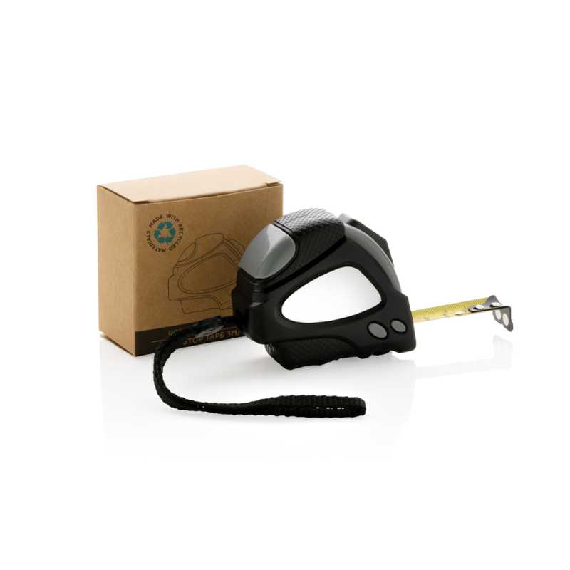 Svinovací metr Auto stop 3m/16mm z RCS recykl. plastu > černá