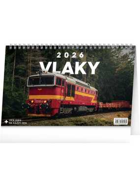 Stolní kalendář Vlaky 2026, 23,1 x 14,5 cm