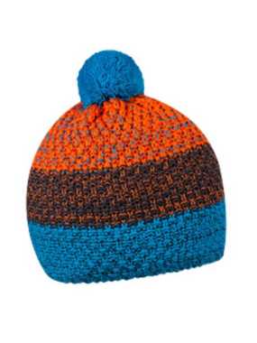 Zimní čepice> tyrkysová / šedá / oranžová