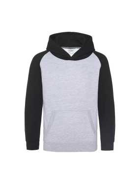 Dětská mikina (Just Hoods KIDS BASEBALL HOODIE) > šedá (heather) / černá (jet) > 5/6