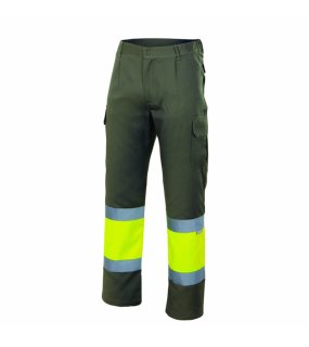 Pánské kalhoty (VELILLA HV TWO-TONE LINED TROUSERS) > hnědá (khaki) / žlutá (hi-vis) > M