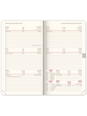 Diář (Diamante 2026) - 9 x 15,5 x 1 cm > červená > kapesní týdenní