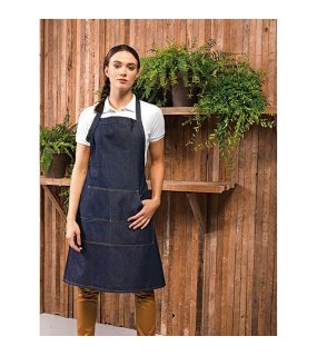 Zástěra (Premier "JEANS STITCH DENIM BIB APRON")>modrá (indigo denim)