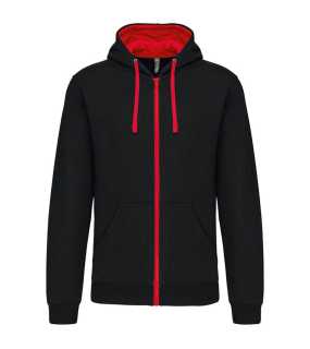Unisex mikina (KARIBAN CONTRAST HOODED FULL ZIP SWEATSHIRT)>černá / červená>L