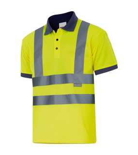 Pánská polokošile (VELILLA HV SS TWO-TONE POLO) > modrá (marine) / žlutá (hi-vis) > 2XL