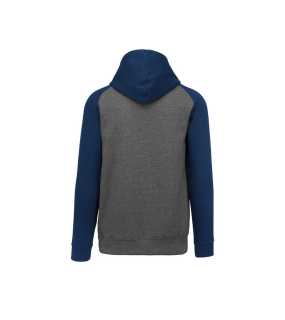 Dětská mikina(Proact KIDS' HOODED SWEATSHIRT)>šedá(heather)/modrá(sporty navy)>10/12
