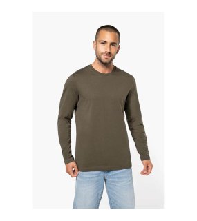 Pánské triko (Kariban Mens Long Sleeve Round Neck T-Shirt)>černá>L