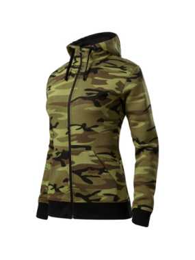 Dámská mikina (MALFINI Camo Zipper) > zelená (camouflage) > L