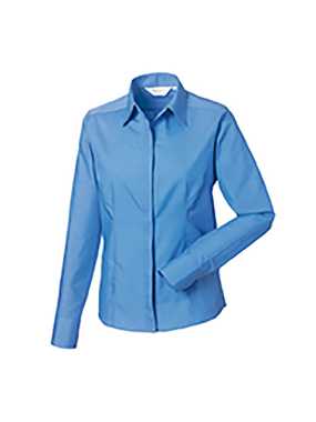 Dámská košile(Long Sleeve PolyCotton Easy Care Fitted Poplin RUSSELL)>modrá(corporate)>4XL